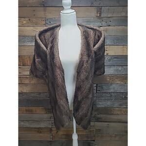 Vintage Brown Mink Fur Stole Shawl Wrap